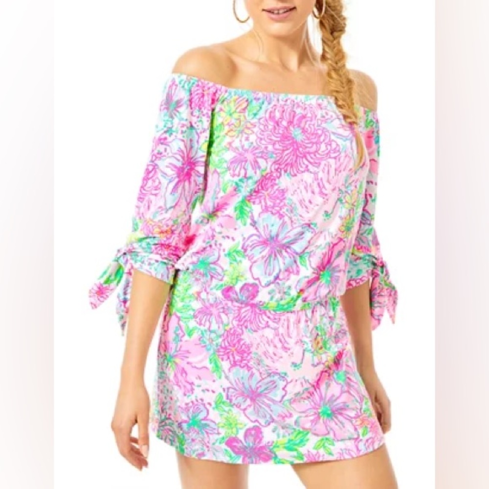 Lilly Pulitzer Lana Off-The-Shoulder Skort Romper Medium